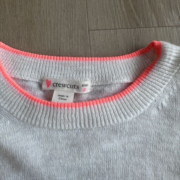 Girls Crew Cuts White Sweater with Bright Orange Ruffles Size 8 - Picture 2 of 3